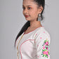 Latest Design White Cotton Embroidered Blouse for Women (Sizes 26-42) - Cool Half Sleeve, Round Neck, Floral Design, Non-Padded