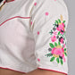 Latest Design White Cotton Embroidered Blouse for Women (Sizes 26-42) - Cool Half Sleeve, Round Neck, Floral Design, Non-Padded