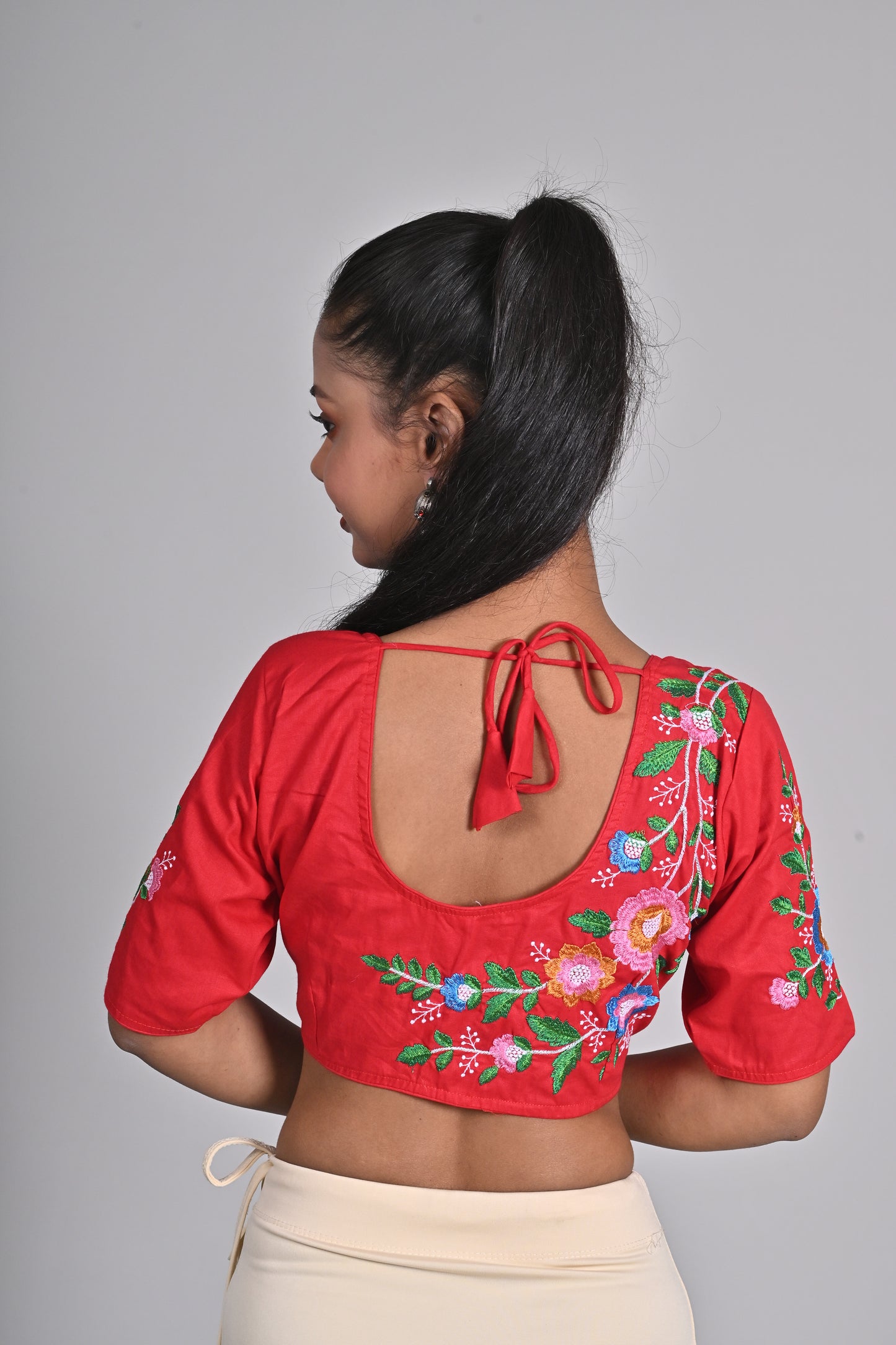 Red Embroidered blouses for sarees