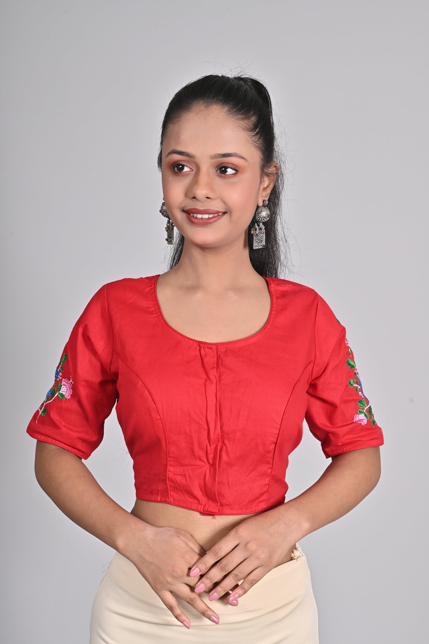 Red Embroidered blouses for sarees