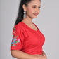 Red Embroidered blouses for sarees