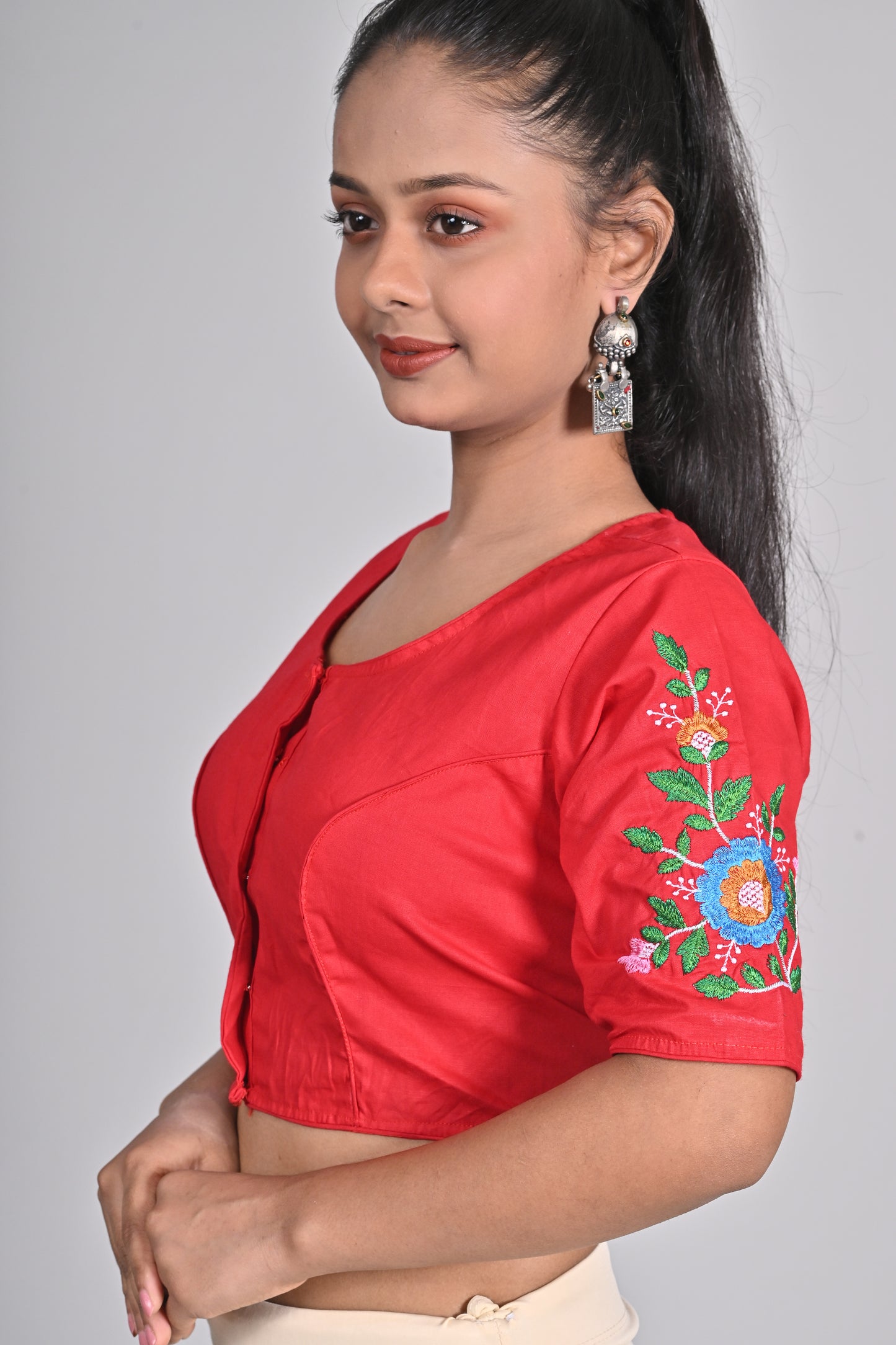 Red Embroidered blouses for sarees