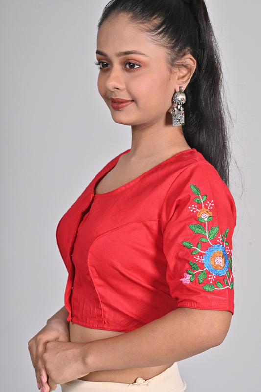 Red Embroidered blouses for sarees