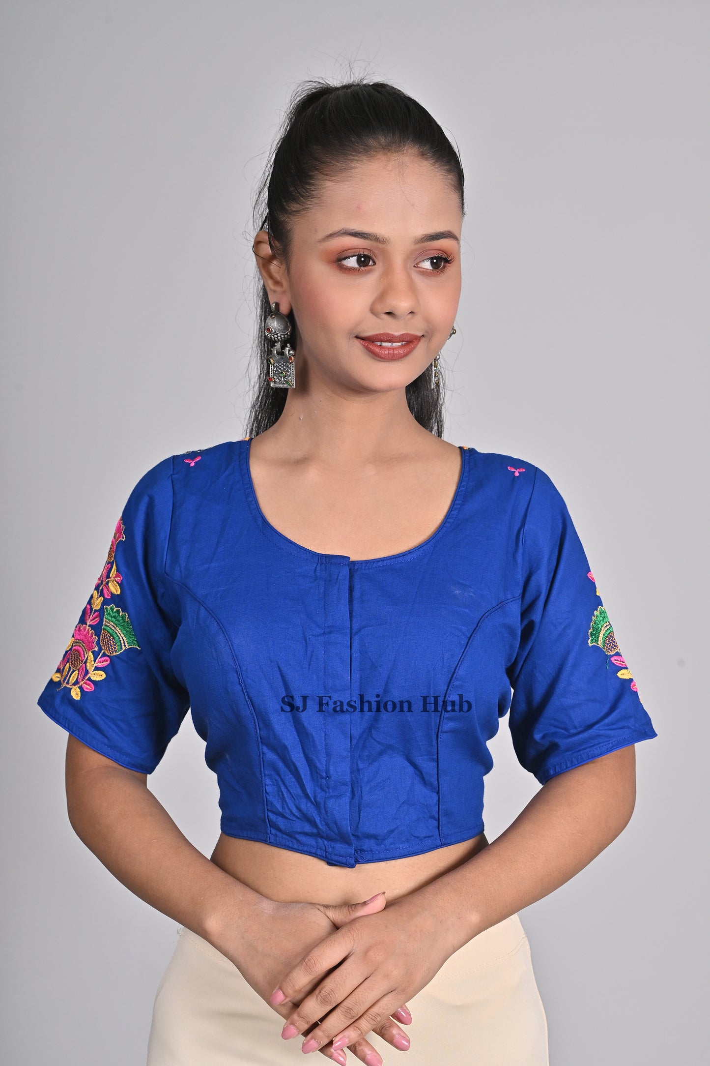Blue Embroidered blouses for sarees