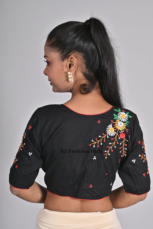Black Embroidered blouses for sarees
