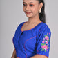 Latest Design Blue Cotton Embroidered Blouse for Women (Sizes 26-42) - Cool Half Sleeve, Round Neck, Floral Design, Non-Padded