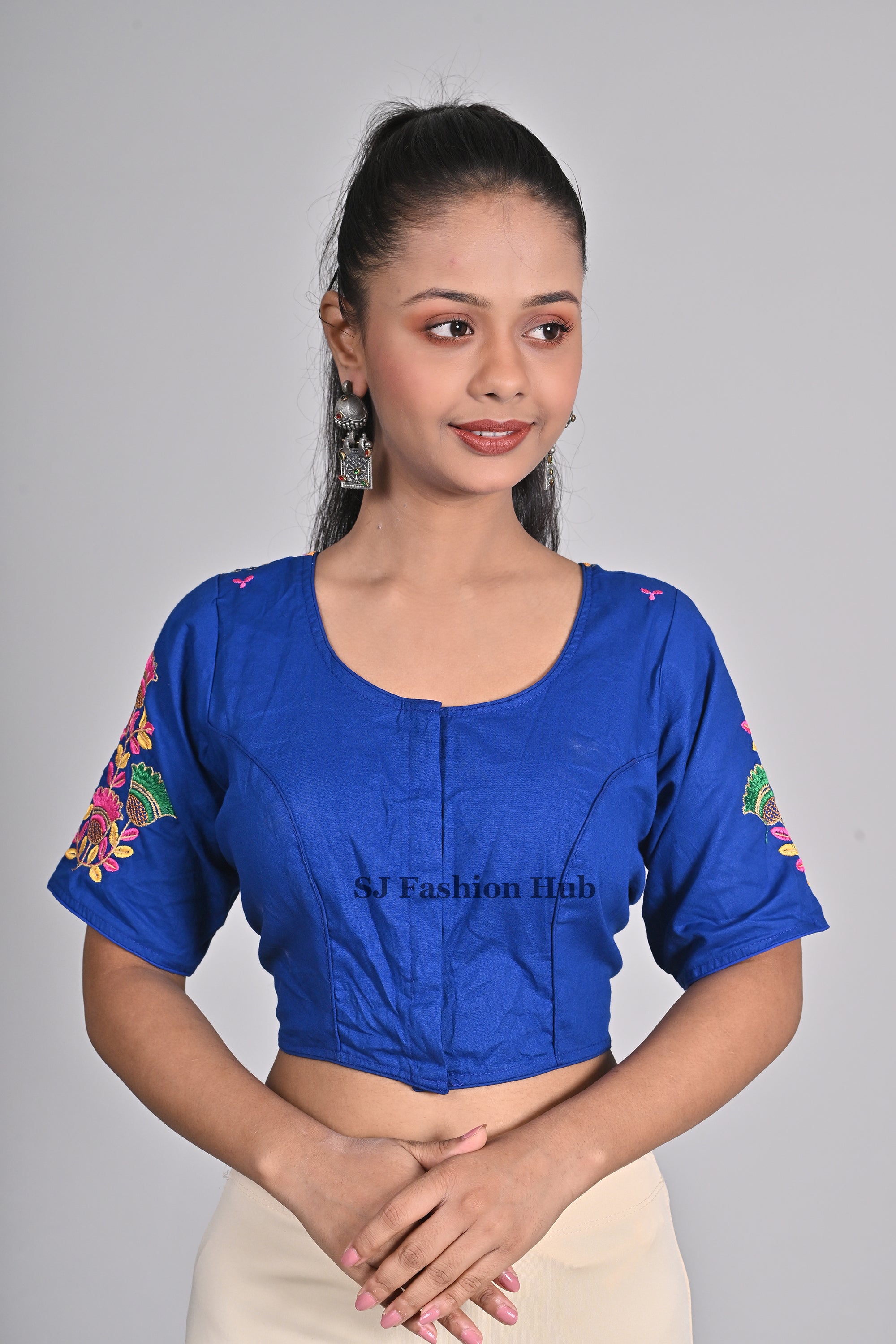 Blue Embroidered blouses for sarees